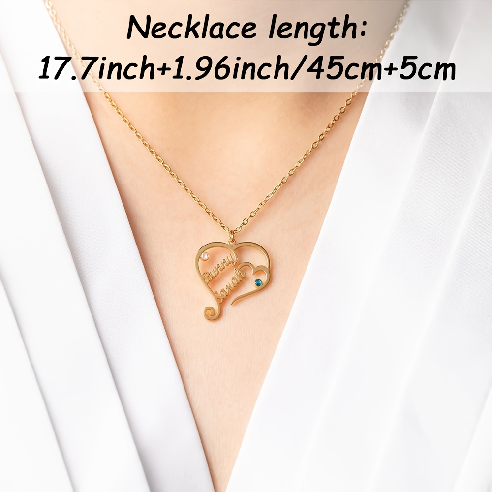 Customized Double Name Necklace with Birthstones